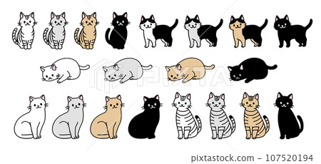 Cat illustration material set 107520194