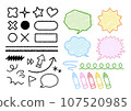 Crayon, oil pastel, decorative frame, line, circle, cross, balloon, icon set 01 107520985