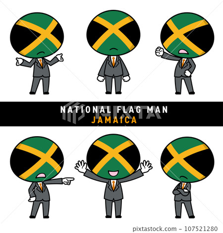 A character set that personifies the Jamaican flag. 107521280