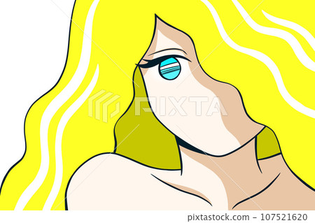Expressionless woman upper body naked illustration long hair Expressionless woman upper body naked illustration long hair 107521620