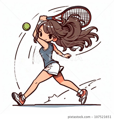 A woman playing tennis A woman playing tennis 107521651