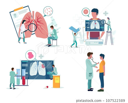 Pulmonology or respiratory medicine icon set, vector illustration 107522389
