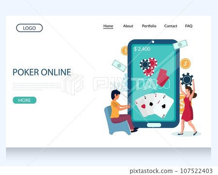 Online poker vector website landing page design template 107522403