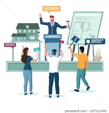 Real estate house auction vector concept illustration Real estate house auction vector concept illustration 107522440