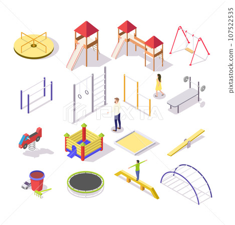 Children playground icon set, vector isometric isolated illustration 107522535