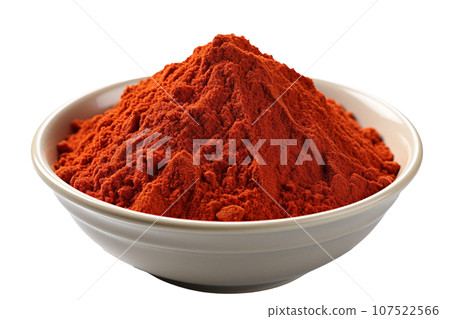 pepper powder on isolated background.Healthy and vegan concept.Created with Generative AI technology. 107522566