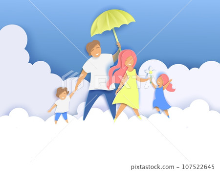 Happy family, vector illustration in paper art style Happy family, vector illustration in paper art style 107522645