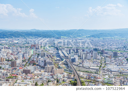Fukushima City, Fukushima Prefecture - Cityscape of Fukushima City seen from the hill (around JR Fukushima Station) 107522964