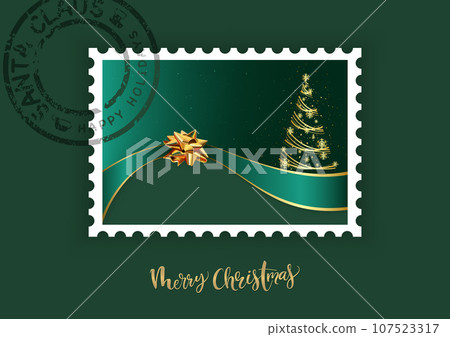 Greeting Card with Christmas Postage Stamp Greeting Card with Christmas Postage Stamp 107523317