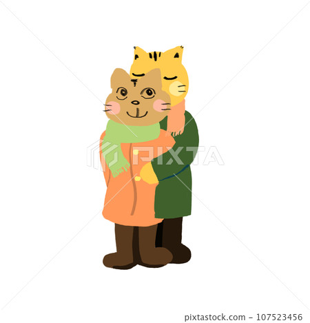 秋貓情侶插畫素材 107523456