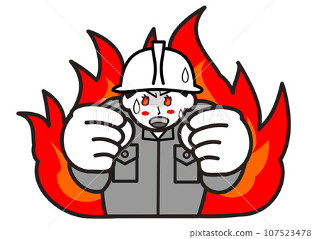 burning factory worker 107523478