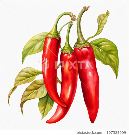 Chili pepper watercolor illustration AI image 107523909