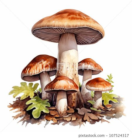 蘑菇水彩插圖AI圖像 107524317