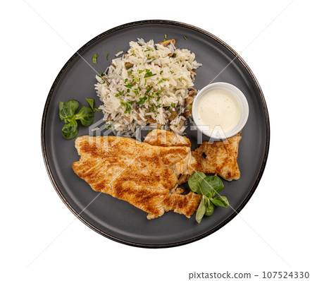 Grilled chicken breast with rice 107524330