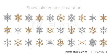 金色和銀色雪花的向量插圖集 107524801