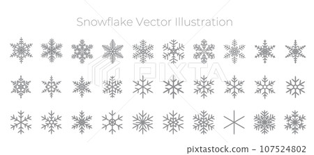 銀色雪花的向量插圖集 銀色雪花的向量插圖集 107524802