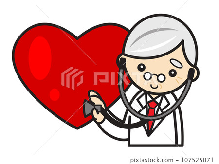 Doctor putting a stethoscope on the heart 107525071
