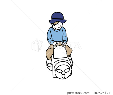 一個男孩玩公園遊樂設備 一個男孩玩公園遊樂設備 107525177