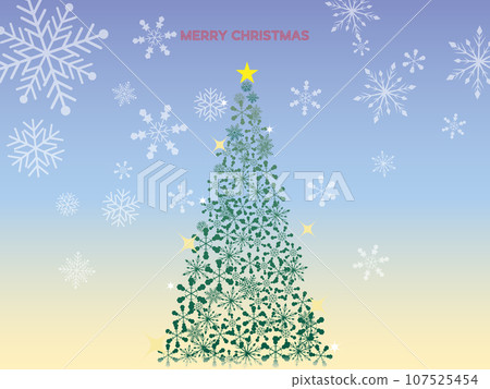 淺藍色背景與雪花聖誕樹 淺藍色背景與雪花聖誕樹 107525454