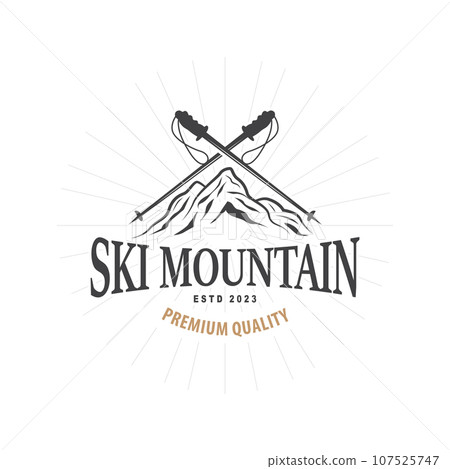 Ski Sport Logo, Winter Snow Sports Design Retro Vintage Vector Illustration Ski Sport Logo, Winter Snow Sports Design Retro Vintage Vector Illustration 107525747