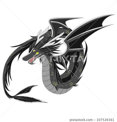 帶翅膀的黑龍全身圖 帶翅膀的黑龍全身圖 107526381