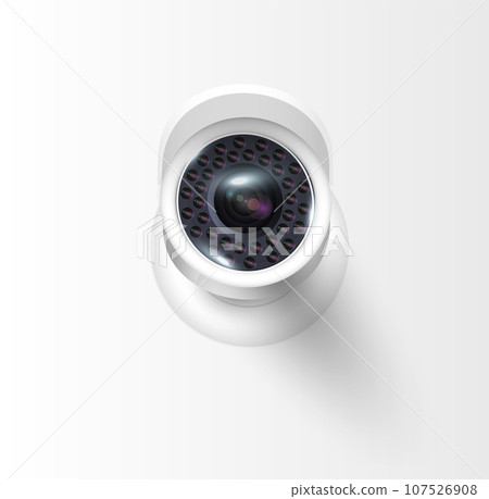 Security cameras on modern building. Professional surveillance camera. Security system, technology concept. Video equipment for safety system area control. Vector Security cameras on modern building. Professional surveillance camera. Security system, technology concept. Video equipment for safety system area control. Vector 107526908