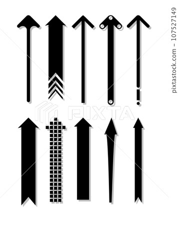 Set of black arrow pointing up. Arrow shape element. Vector Set of black arrow pointing up. Arrow shape element. Vector 107527149
