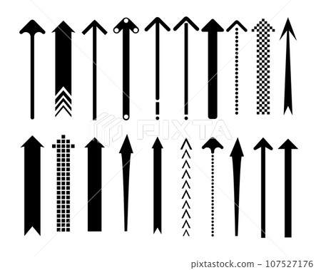 Set of black arrow pointing up. Arrow shape element. Vector 107527176