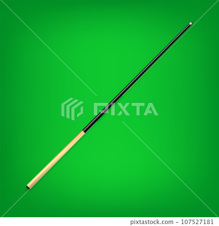 Billiard cues on green background. Snooker sports equipment. Vintage pool cue. Vector Billiard cues on green background. Snooker sports equipment. Vintage pool cue. Vector 107527181