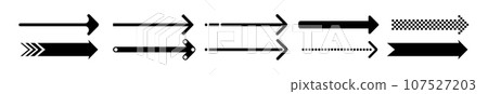 Arrow right black set icon in flat. Sign on white backdrop. Vector Arrow right black set icon in flat. Sign on white backdrop. Vector 107527203