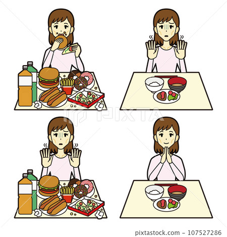 飲食失調的插圖（瘦女人） 107527286
