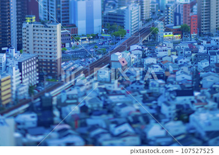 Miniature-style evening view of JR Kobe Line 107527525