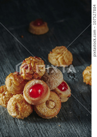 different panellets typical of Catalonia, Spain 107527884