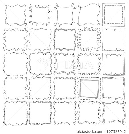 Frame doodle vector set. Drawing sketch hand drawn line eps10 Frame doodle vector set. Drawing sketch hand drawn line eps10 107528042