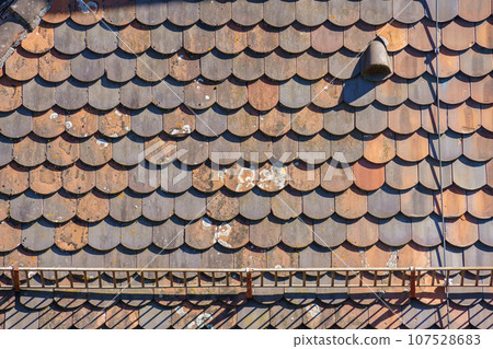 old roof with lichen old roof with lichen 107528683