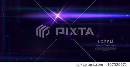 Abstract glowing pink lighting effect on dark blue background with lighting effect and sparkle with copy space for text. 107529071