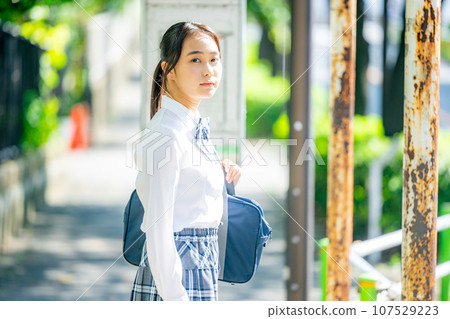 School girls going to school 107529223
