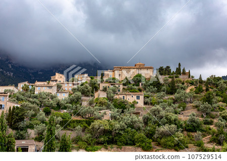 Historic center of town of Deia, Balearic Islands Mallorca Spain. 107529514