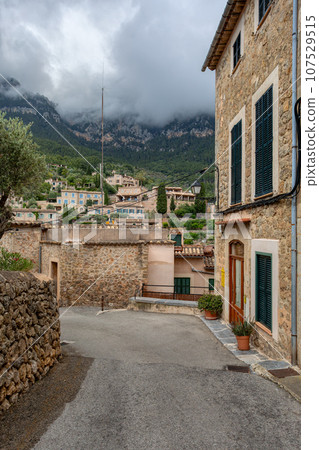 Historic center of town of Deia, Balearic Islands Mallorca Spain. Historic center of town of Deia, Balearic Islands Mallorca Spain. 107529515