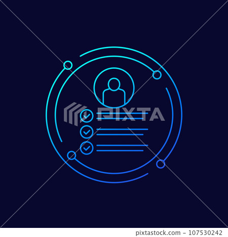 skills, job requirements icon, linear design 107530242