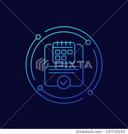 appointment or event schedule icon, linear design 107530243