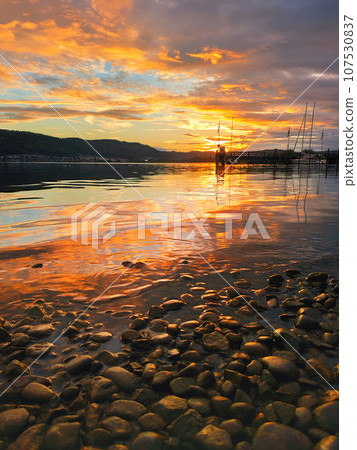 beautiful sunset at Lake Constance Germany beautiful sunset at Lake Constance Germany 107530837