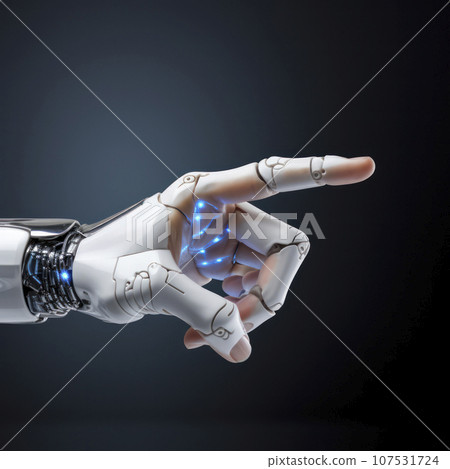 robot hand with index finger pointing 107531724
