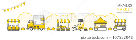Vector illustration of shops lined up at a lively farmers market Vector illustration of shops lined up at a lively farmers market 107532048