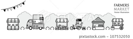 Vector illustration of shops lined up at a lively farmers market Vector illustration of shops lined up at a lively farmers market 107532050