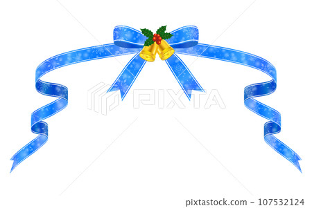 Christmas wrapping ribbon with holly, blue with - Stock Illustration  [107532124] - PIXTA