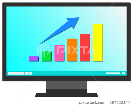 Illustration of displaying a graph of data aggregation on a computer monitor Illustration of displaying a graph of data aggregation on a computer monitor 107532244