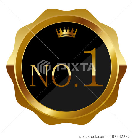 豪華皇冠徽章，帶有黑色和金色的 1 號字母 107532282