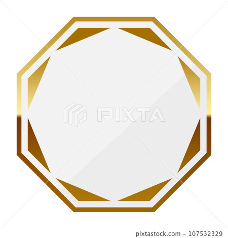 Luxury octagonal frame white and gold - Stock Illustration