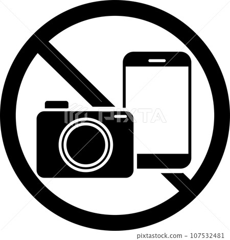 禁止拍照的單色警告象形圖 107532481